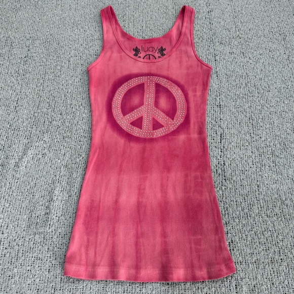 Y2K Lucy Vibrant Pink Peace Tank size M - Picture 1 of 8